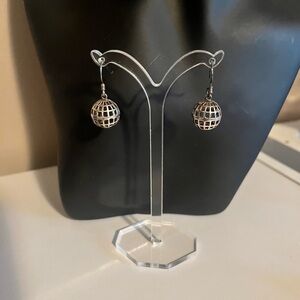 Sterling Silver Disco Ball Drop Earrings
